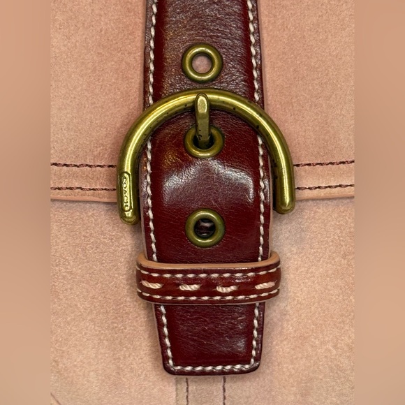 Vintage Coach Soho Crossbody in Pink Suede & Red Leather - Picture 10 of 14